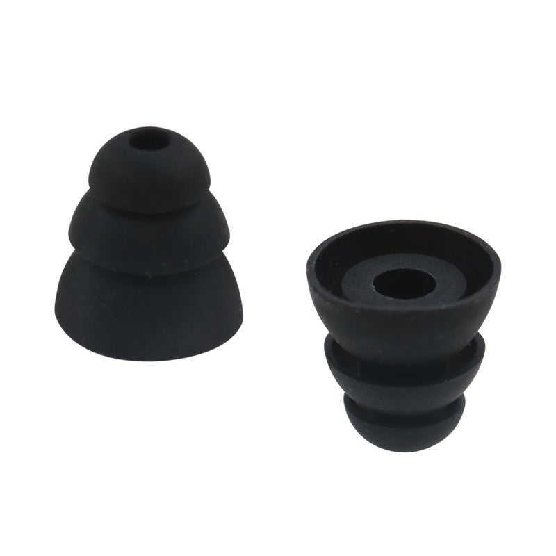 ALXCD Triple Flange Ear Tip, 6 Pairs S/M/L Size Triple Three Flange Noise Isolation Silicone Earbuds Tips with 4mm Connector Hole, Fit for Most in Ear Earphone (Black)[S/M/L] - Image 4